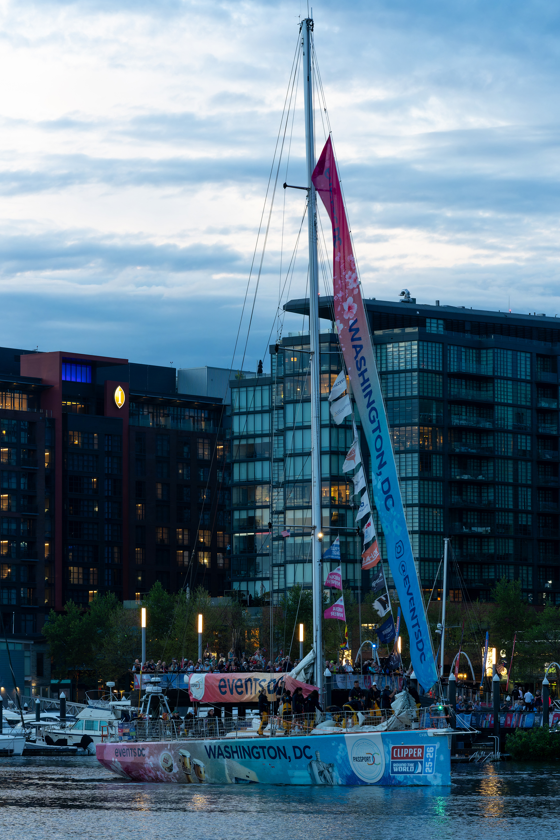 Events DC yacht getting ready to depart