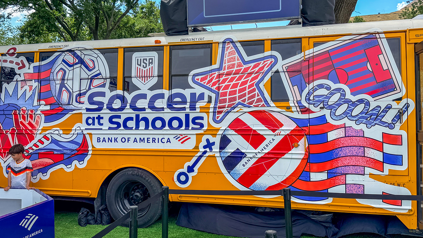 Soccer at Schools Bank of America bus